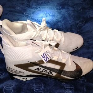 Nike Men's Alpha Menace 4 Elite White and Black Cleats